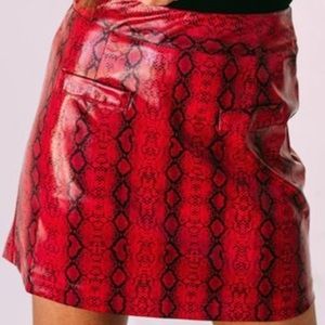 Red and Black Snakeskin Skirt From These Three